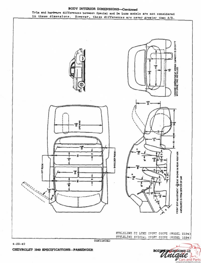 1949 Chevrolet Specifications Page 11